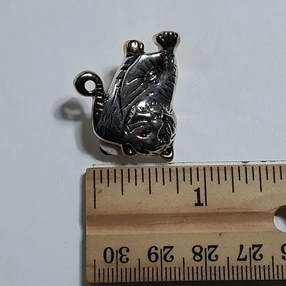 Silver Tone Tiger Earrings & Pendant/Pin Set Statement Best Brand Wild Animal